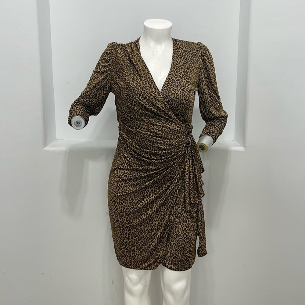 Filigree LTD Women Vintage 80’s Long Sleeves Drapped Animal Print Dress Size 12